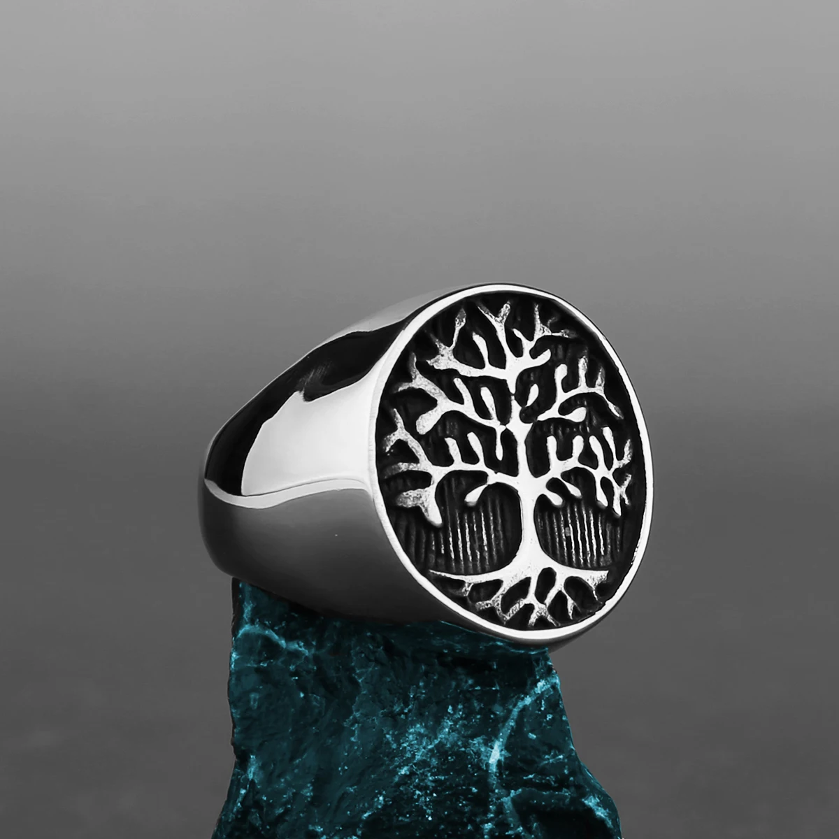 Nordic Viking Edelstahl Ring Anker Kompass Baum des Lebens Rune Amulett Wolf Männer Frauen Finger Schmuck Biker Party Club Geschenk
