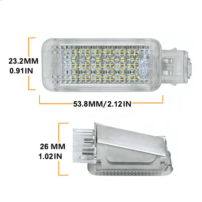 2Pcs LED Footwell Trunk Light Courtesy Golvebox Car Door Lamps For Skoda Octavia 1Z 5E Superb 3U 3T 3V Yeti 5D Fabia MK1 Scala