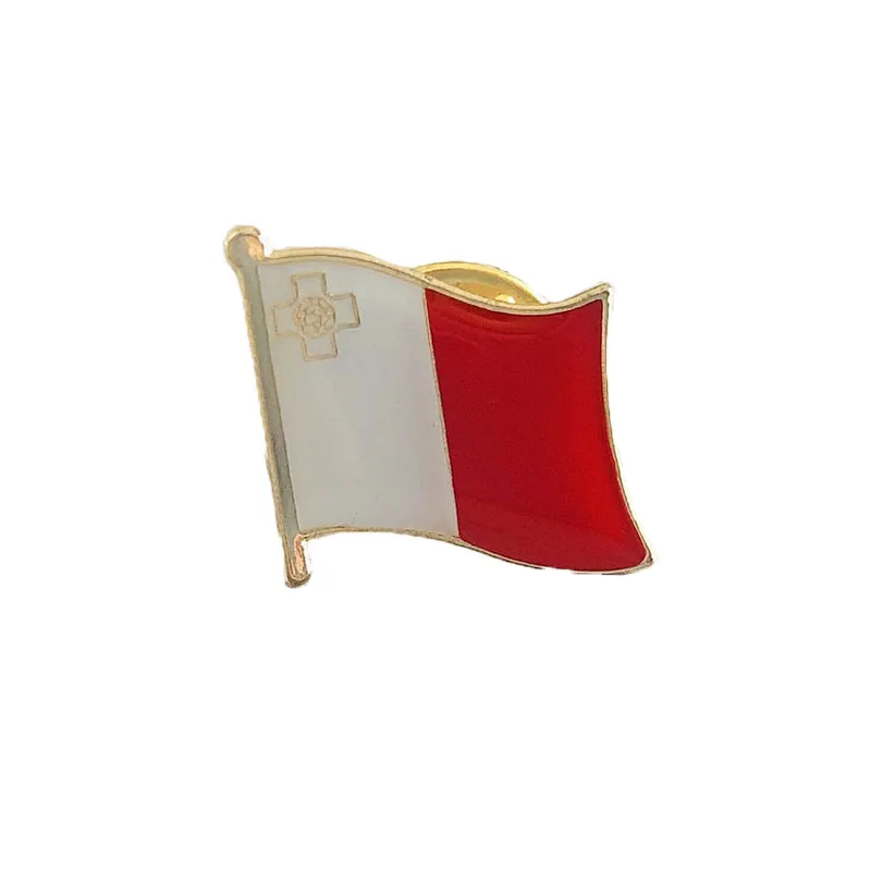Malta National Flag Crystal Epoxy Metal Enamel Badge Brooch  Collection Souvenir Gifts  Lapel Pins Accessories  Size1.6*1.9cm