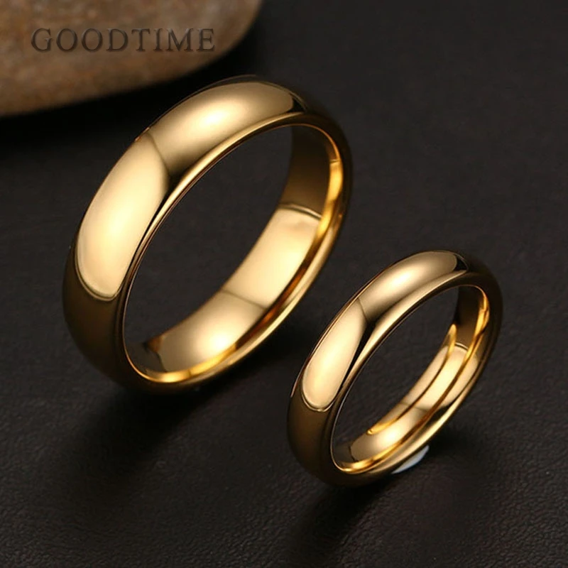 Fashion Tungsten Carbide Ring Gold Color Wedding Band For Couple Lover Party Jewelry Engagement  Anniversary Gift For Men Women