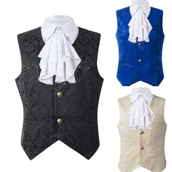 Victorian Renaissance Waistcoat With Detachable Collar Ruffled Lace Jabot Neck Collar Colonial Regency Cosplay Costume Steampunk