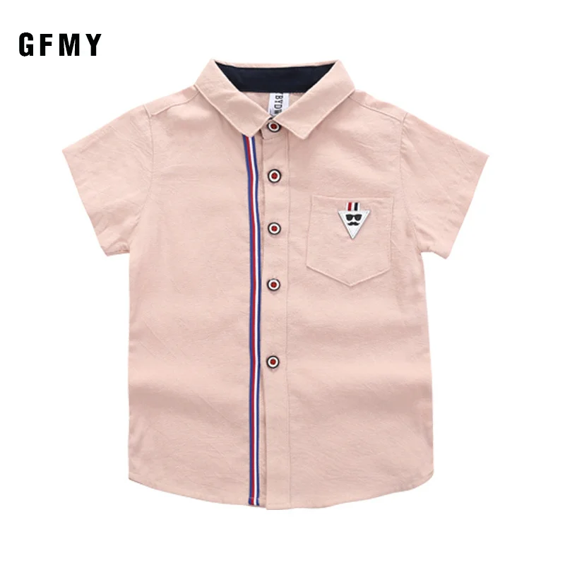 GFMY Boys\' shirt summer new stripe Lapel short sleeve children\'s shirt pure cotton -Small and medium children Fashion blouse