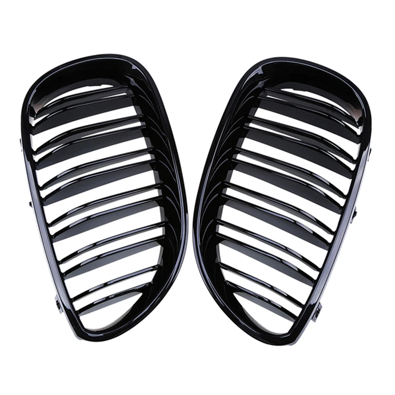 

For BMW Old 5 Series E60 2004-2009 Car Front Grille Refit Dual Slat Style Hood Bumper Grills Car Styling Glossy Black