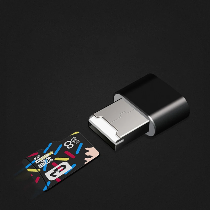 Adaptor pembaca kartu memori portabel ringan, pembaca kartu memori Mini Portabel kecepatan tinggi USB 2.0 Antarmuka TF T-Flash