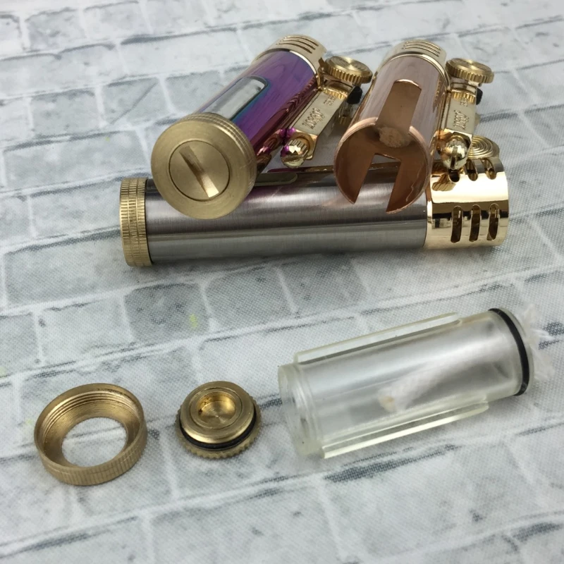 NEW Zorro Retro Petroleum Lighter Transparent Oil Tank Metal Brass Trenches Kerosene Gasoline Oil Cigarette Lighters Men Gift