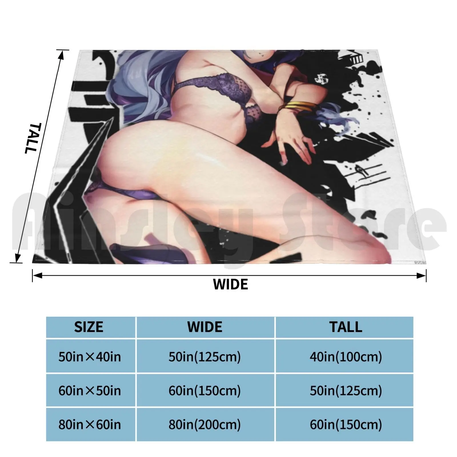 Genshin Impact-Sexy Keqing Graffiti Girl Version 2 Blanket Fashion Custom Anime Girls Graffiti Wall Graffiti