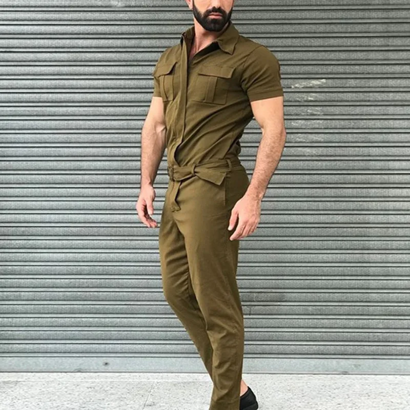 Fashion Men Jumpsuits 2021 Men's Middle East Clothes New One-piece Short Sleeve Pants Jumpsuits Men Casual  Streetwear