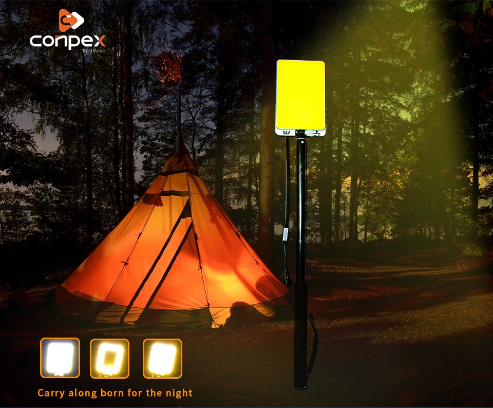 Imagem -03 - Portátil ao ar Livre Led Work Light Recarregável Camping Lamp Spotlight Cob Lâmpadas Telescópicas Pillar Apto para Viagens Rodoviárias Pesca Churrasco