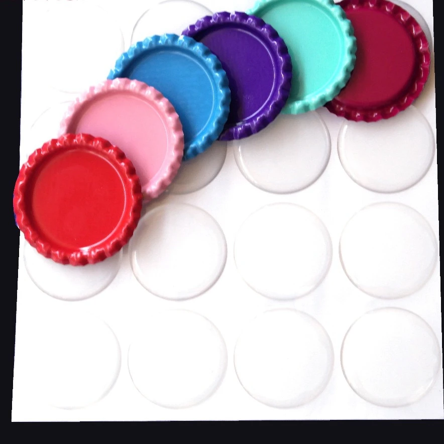 1000 Pcs Double Side Colored Flattened Bottle Caps With 1000 Pcs Clear Epoxy Stickers hairbow diy kit for necklace Jewerly