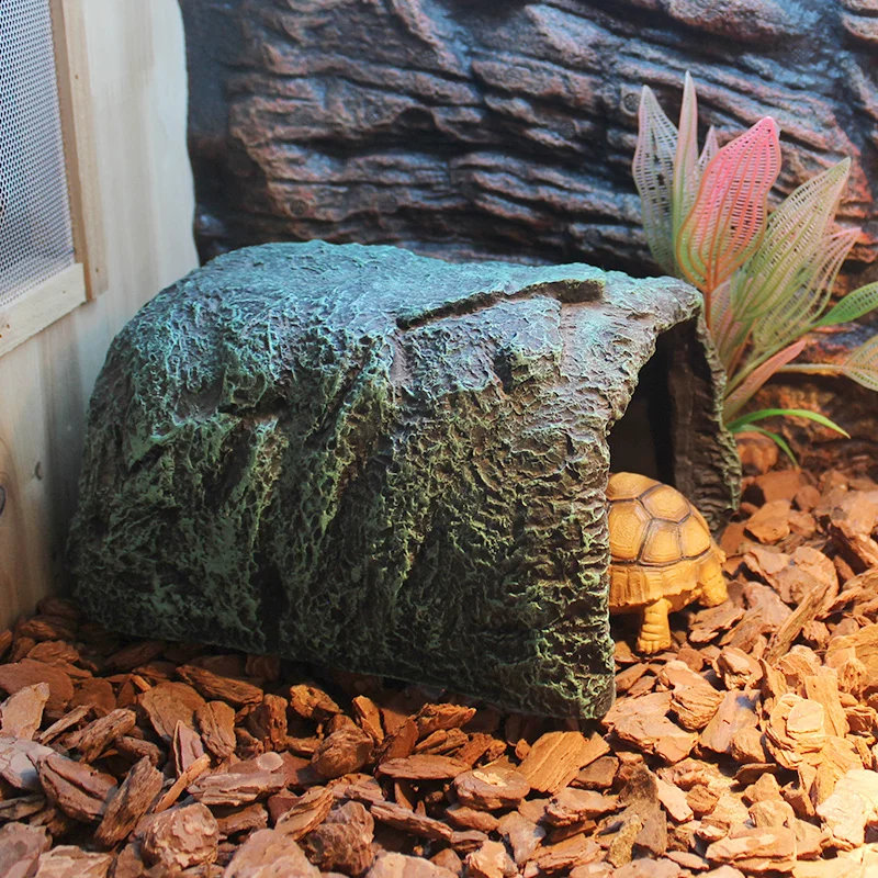 Resin Hides Cave Pet Hiding Spot Turtles Rock Hideout House Pet Hiding Spot Habitat Terrariums Landscaping for Lizard Snakes