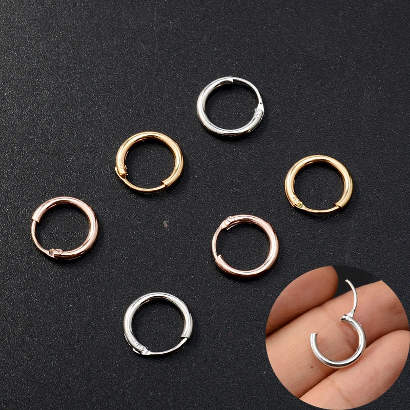 10mm Huggie Hoop Earrings for Women Men Earings Girls Circle Gold Color Cartilage Earring Loop Helix Conch Lobe Ear Nose