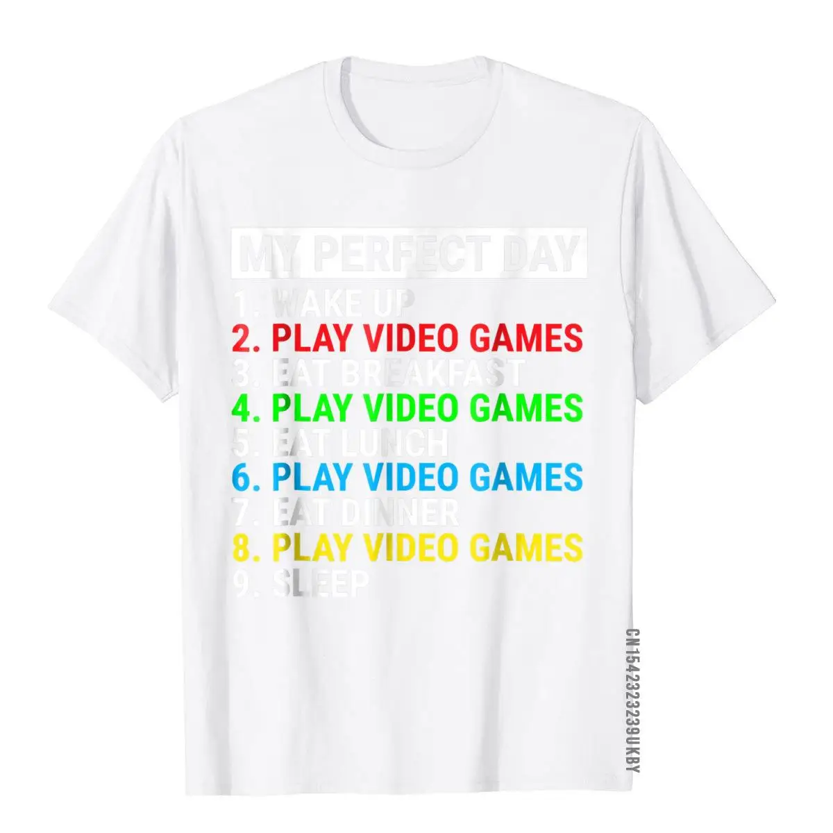 Mój idealny dzień gry wideo koszulka śmieszne fajne Gamer Tee prezent Casual topy T Shirt bawełna mężczyźni Top koszulki Slim Fit hurtownia