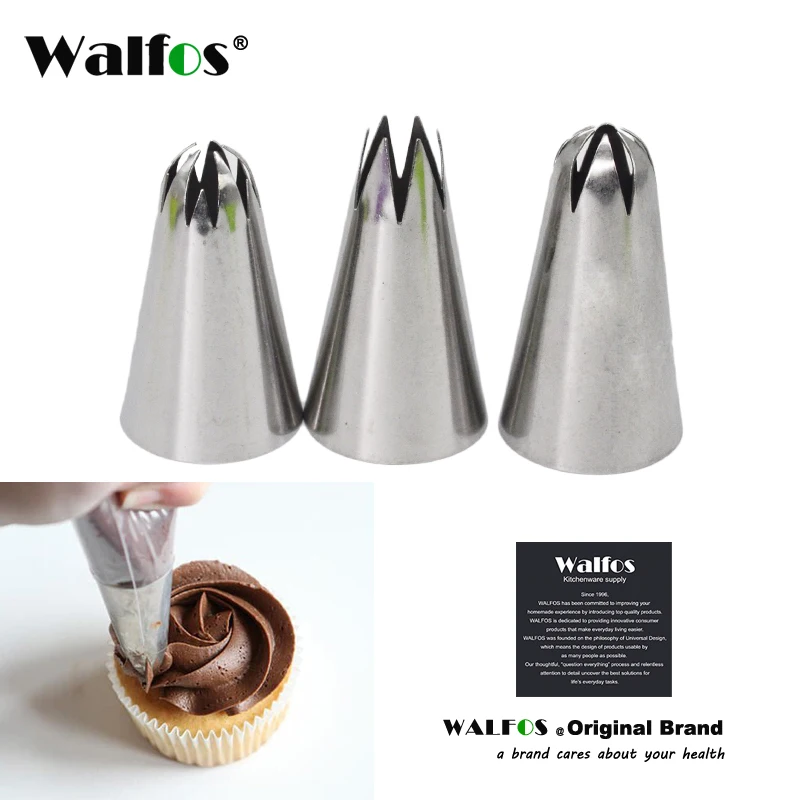 

WALFOS 3Pcs Russian Tulip Icing Piping Nozzles Flower Cream Pastry Tips Kitchen Cupcake Sugarcraft Baking Cake Decorating Tools