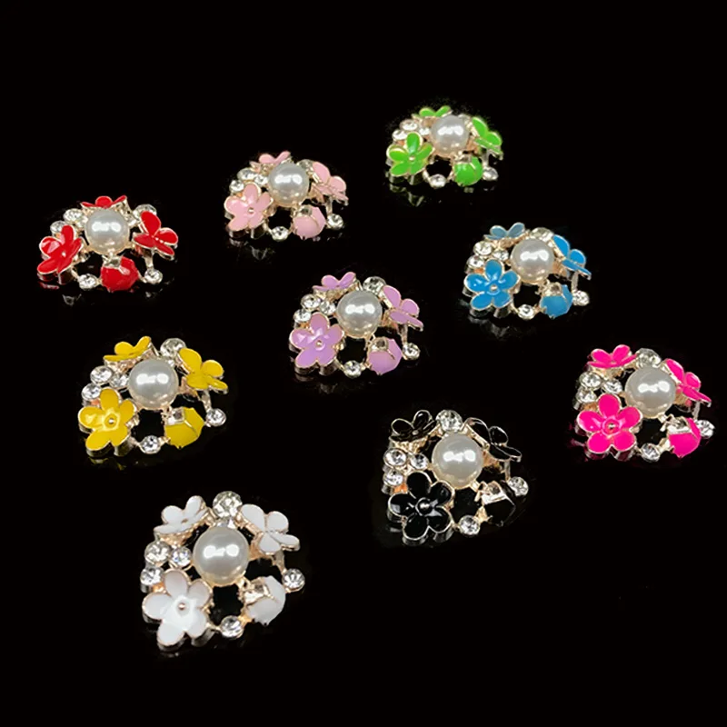 

2020New 100Pcs Rhinestones Flower Button for DIY Wedding and Children Headband Kids Hair Accessories ZJ79