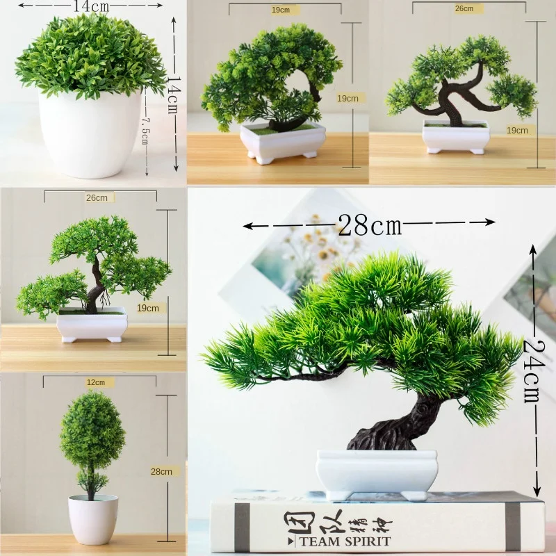 New Green Artificial Plants Bonsai Small Tree Grass Flower Potted Bonsai  Halloween Wedding Christmas Party Home office decor