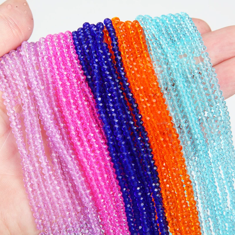 1 Strand 2x3mm Beads for Jewelry Making Bracelets for Women Crystal Faceted Beads Glass Spacer Beads Jewelry Making Supplies