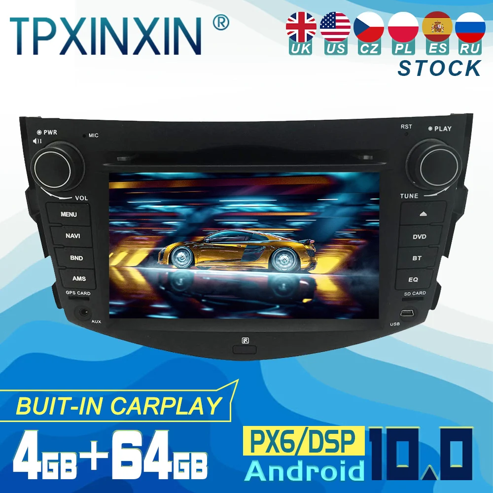 

For Toyota Rav4 2006-2012 Android 10 Carplay Radio Player Car GPS Navigation Head Unit Car Stereo CD DVD WIFI DSP BT