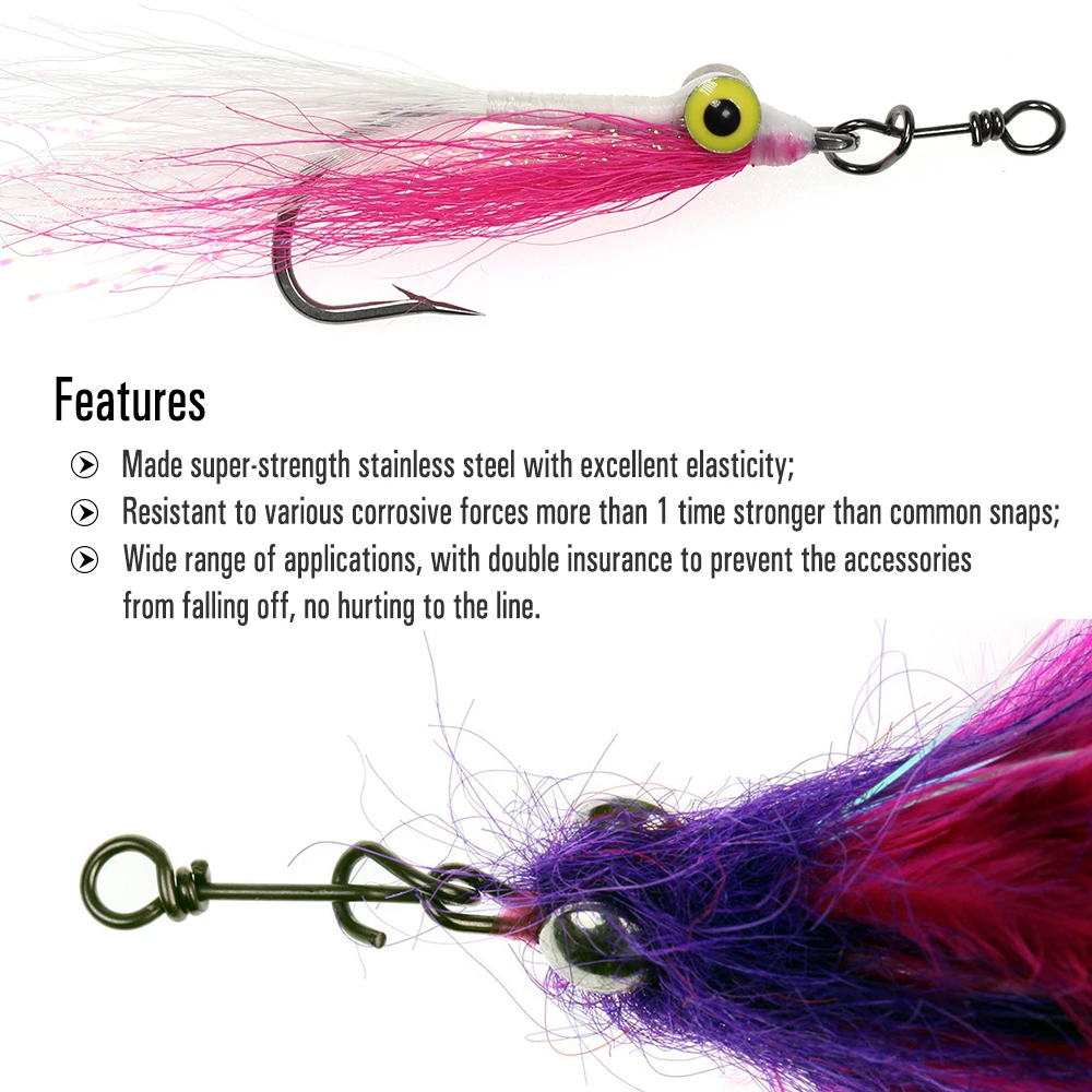 ICERIO Clips de giro bloqueo rápido acero inoxidable Swimbait - imagen 5