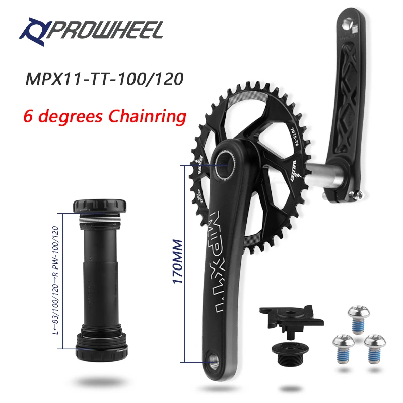 

Prowheel Snow Bicycle Crankset 170mm Crank 30T/32T/34T/36T/38T GXPP Chainrings with Bottom bracket BB100/120mm Fat Bike Crankset