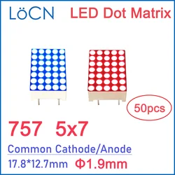 5x7 5*7 1.9mm LED Dot Matrix Display Module RED BLUE GREEN YELLOW WHITE 757 High Bright Common Cathode Anode Digital tube diy