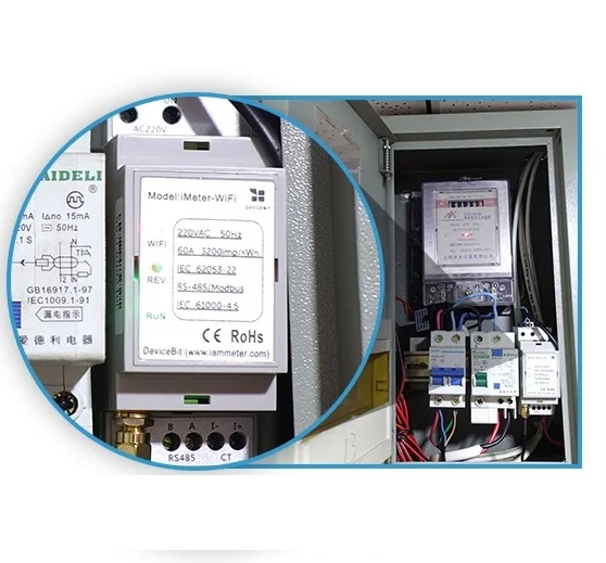 Medidor de energia WiFi bidirecional, monofásico, mqtt,150A, trilho Din, assistente de casa, OpenHAB, Zabbix, solar PV,CE,RCM, Modbus TCP