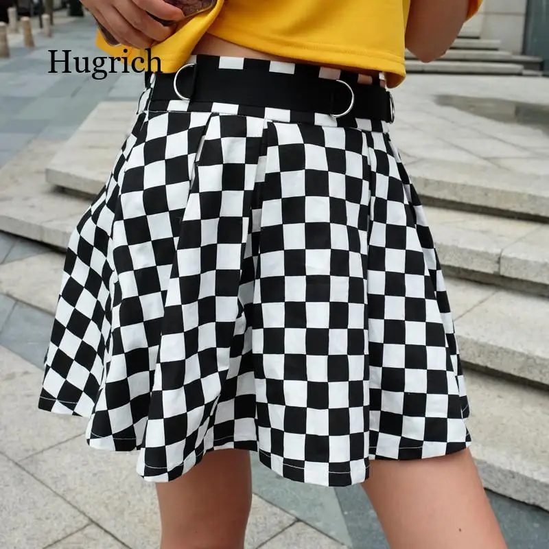 

Pleated Checkerboard Skirts Womens High Waisted Checkered Skirt Harajuku Dancing Korean Style Sweat Short Mini Skirts