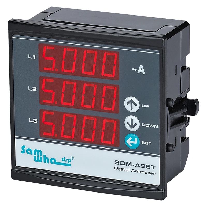 Samwha-Dsp SDM-A96T 3P&4W Digital Three Phase Ammeter, Slim Compact, LED Panel Meter