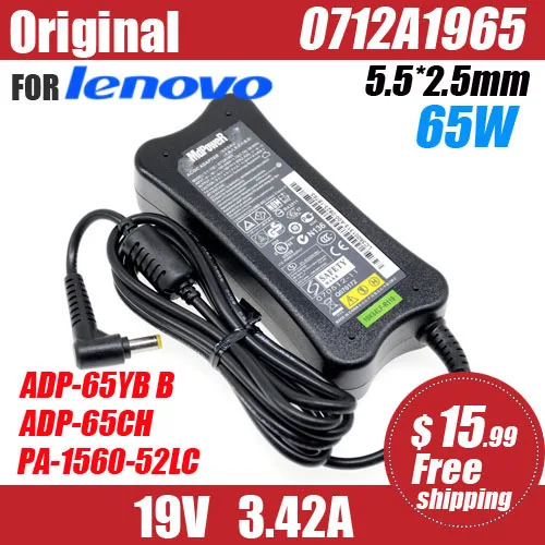 

original 19V 3.42A 65W AC Adapter Laptop Charger For Lenovo Y410 c466 G455 410M U165 U350 C200 0712A1965 PA-1650-52LC ADP-65YB