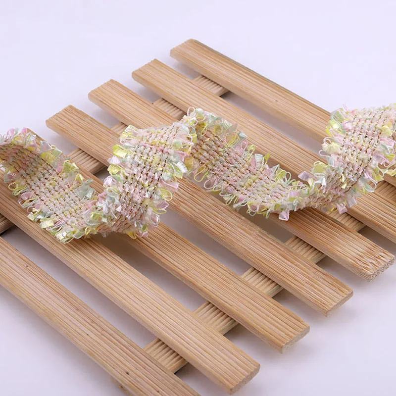 2Yards Crocheted Ribbon for Decoration, DIY Clothing Accessories, Gold Line + Polyester, Eco-Friendly Webbing, Lace Trim