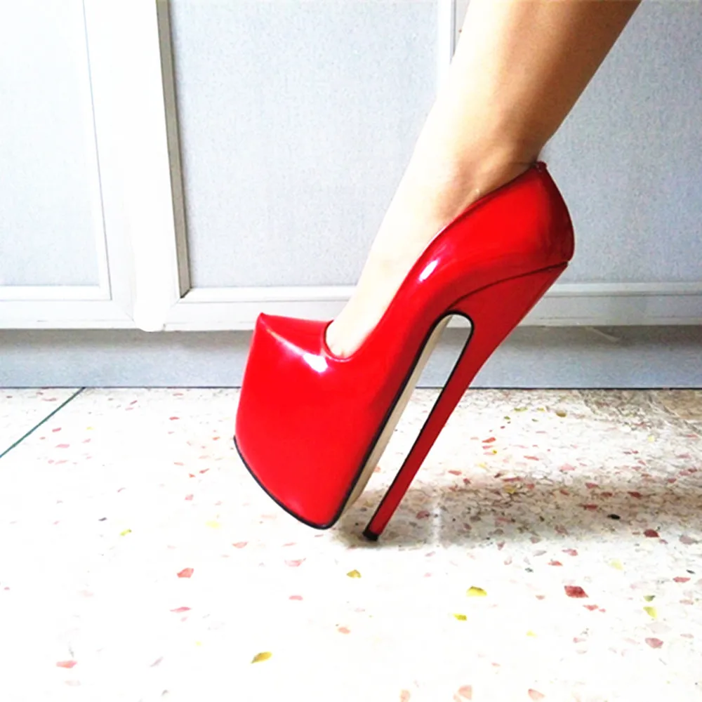9.5in Heel Height Women\'s shoes Sexy Genuine Leather Pointed Toe Stiletto Heel Platform Pumps High Heels US size 5-13 No.y2402