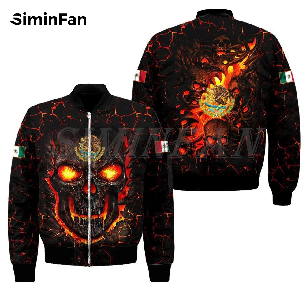 

Mexico Flag Skull Fire 3D Printed Mens Casual Flight Bomber Jackets Unisex Harajuku Winter Thick Cotton Coat Women Streetwear 01