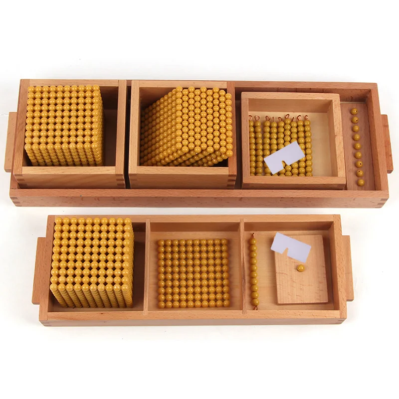 

Montessori Math Golden Beads W/ Tray Introduction to Quantity/ Symbols Mathematics Material Decimal System Learning Tools