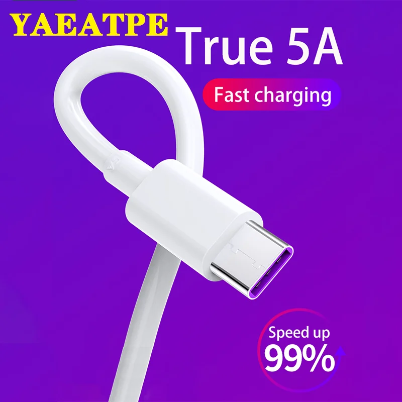 Type C Cable 5A Quick Charge For Samsung S20 S9 USB-C Fast Charge Mobile Phone Charging For Redmi Xiaomi Huawi P40 30