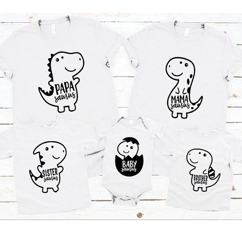 

Dinosaur Family Shirts Family Matching Tshirts Birthday Clothes Mama Saurus Papa Saurus Clothing Baby Girl Bodysuits