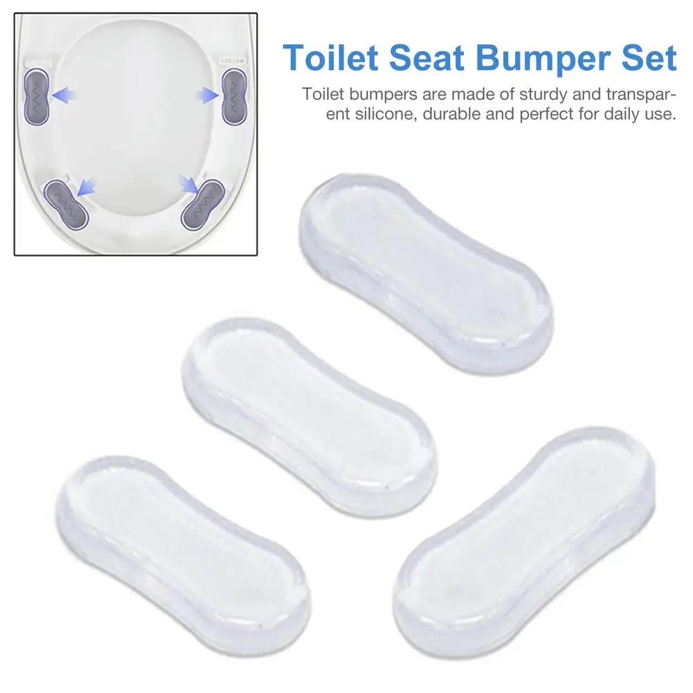 4pcs Toilet Seat Bumper Shockproof Pads Home Hygienic Replacement Parts Bathroom Universal Silicone Strong Adhesive Protective