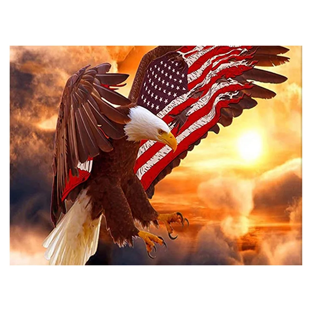 LZAIQIZG 5D Full Square/Round Diamond Painting American Flag Eagle Cross Stitch Diamond Embroidery Animal Picture Home Decor