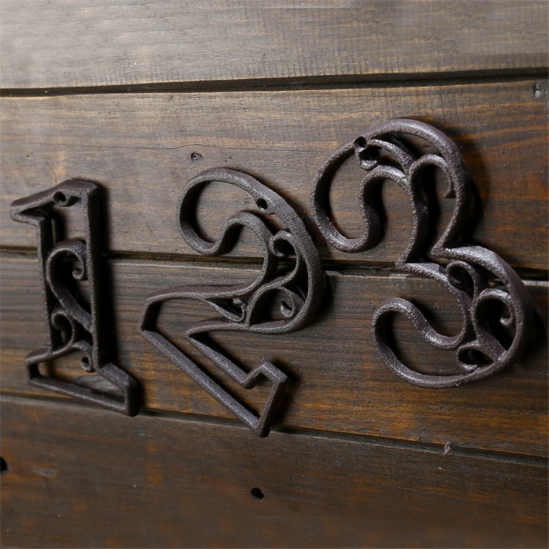 High End American Industrial Cast Iron Digital Wall Decoration Cafe Bar Restaurant DIY House Nunber Table Phone Number Plate