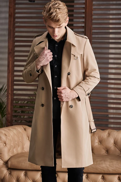 CHAOJUE 2023 England Fashion Extra Long Trench For Men Spring and Autumn Europe Khaki Windbreaker Male Business Causal Coat