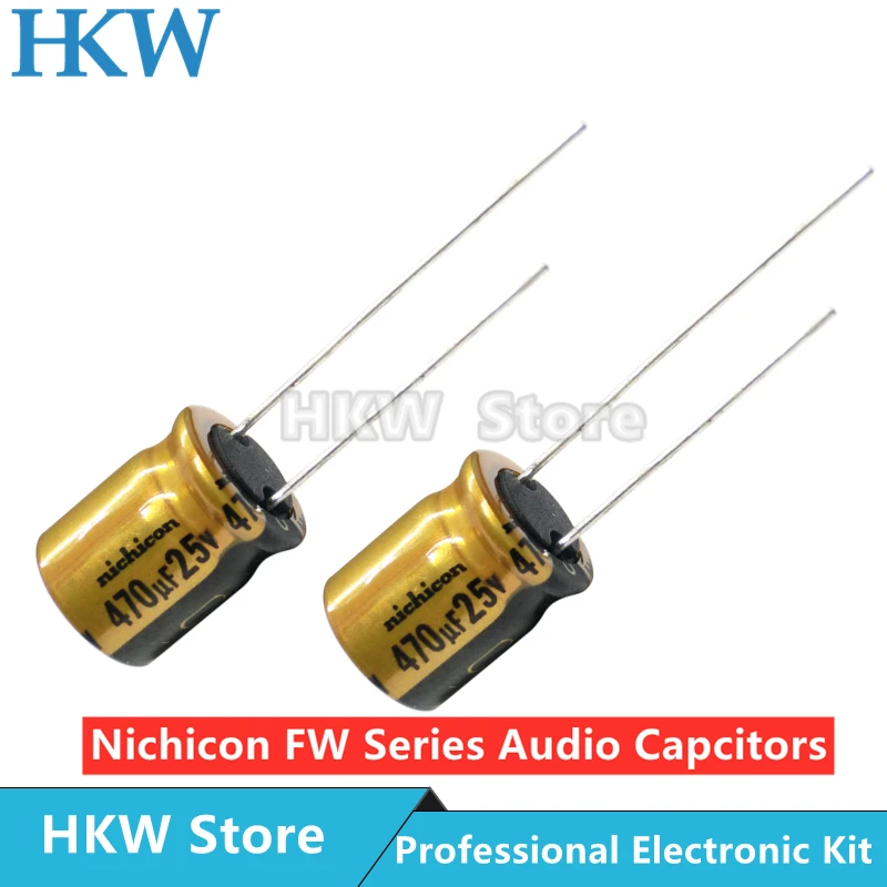 

10pcs NICHICON 470UF 25V 10X12.5mm FW Series Electrolytic Capacitors Hi-Fi Audio Capacitor New and Original 25V470UF 10*12.5MM