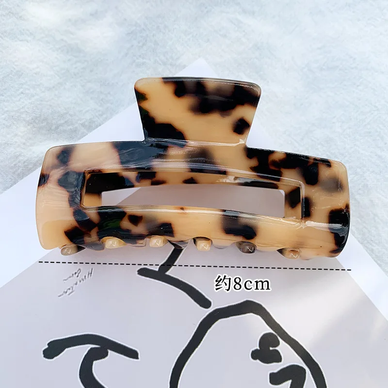 Vintage Crab Hair Clip Women 8cm Large Hair Claw Marbling Square Hollow Out Acetate Hair Clip Girls Hair Accessories Hair Claw