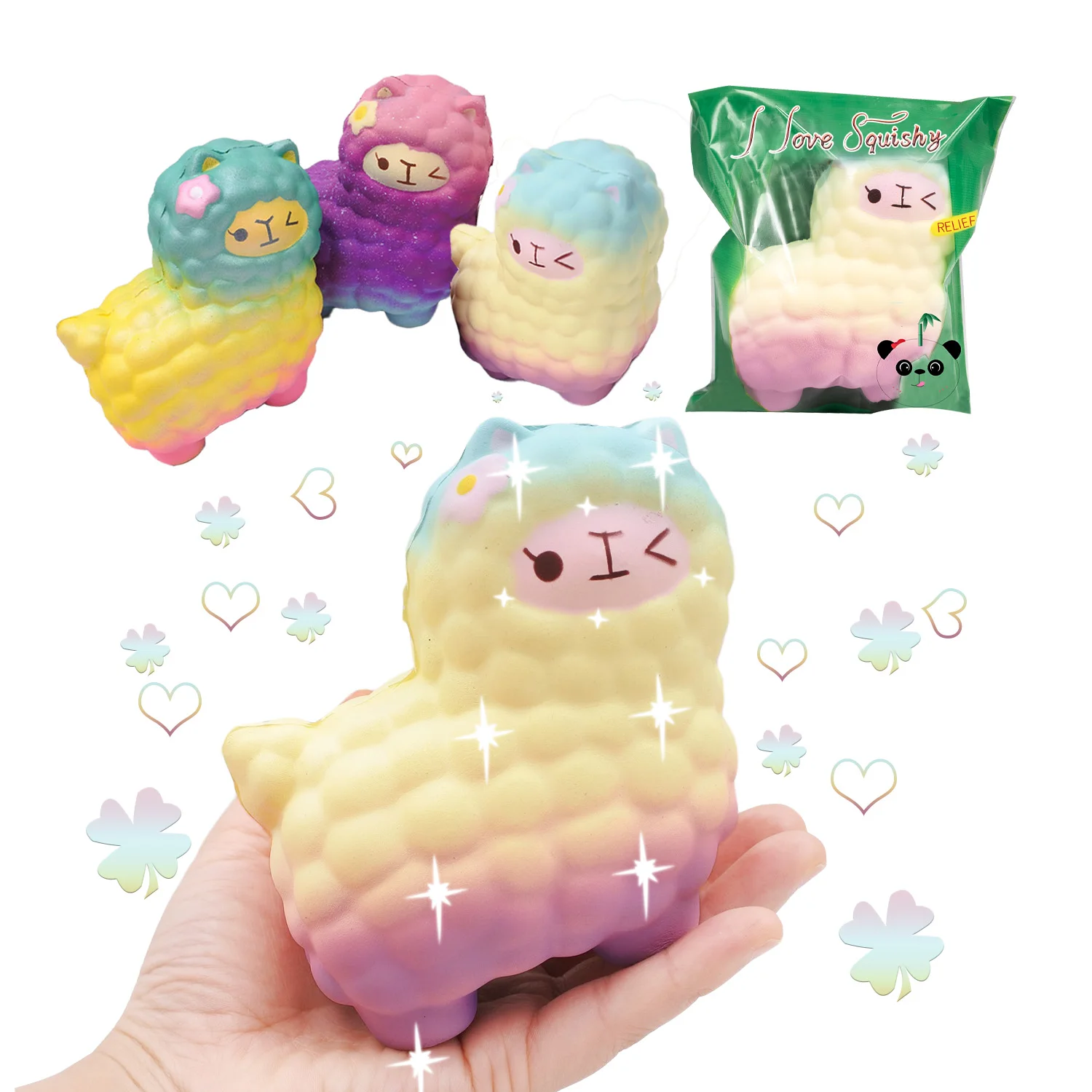 

Kawaii jumbo Squishy Cute Sheep Alpaca Squeeze Toy Antistress Squishies Slow Rising Scented Stress Reliever Toys Baby Kids Gift