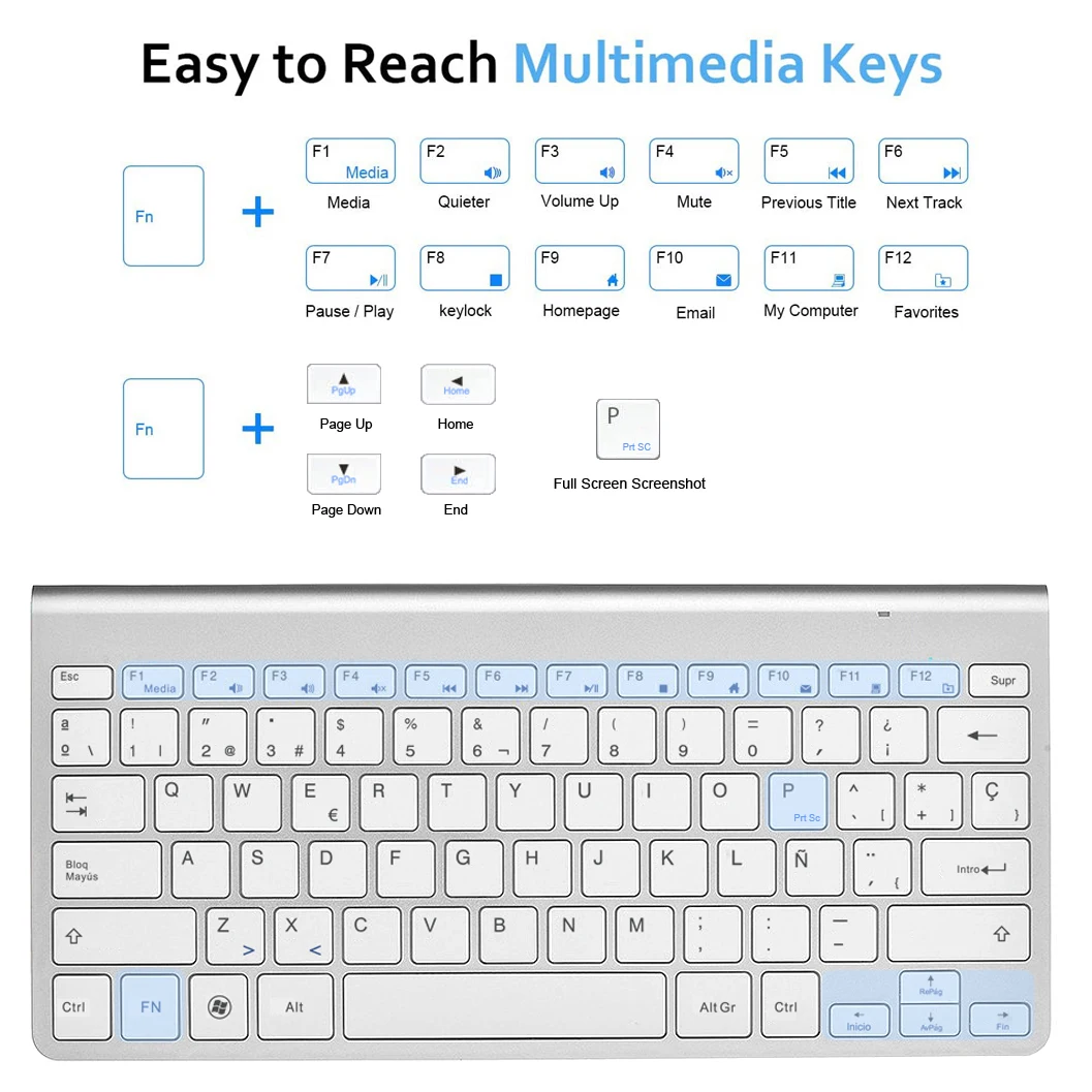 Spanish layout Wireless Keyboard and Mouse 2.4G Slim Compact Quiet Small Keyboard Mouse Combo for Windows Laptop PC