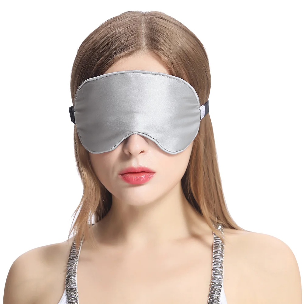 LILYSILK Silk Eye Sleep Mask Women Masks Sleeping Eye Mask Men With Wide Elastic Band Silvergray