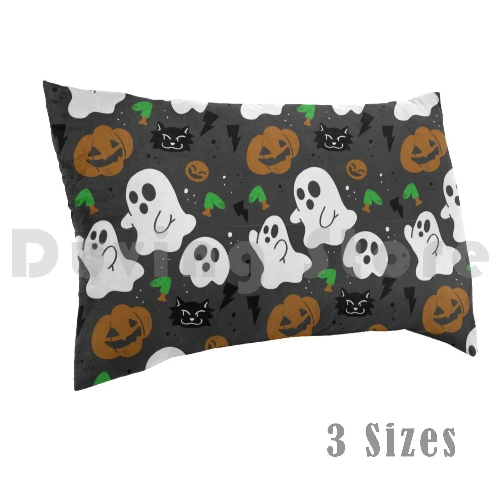 Cute Halloween Pillow Case Printed 50x75 Halloween Party Pattern Ghost Ghoul Cat Black Cat Zombie Frankenstein