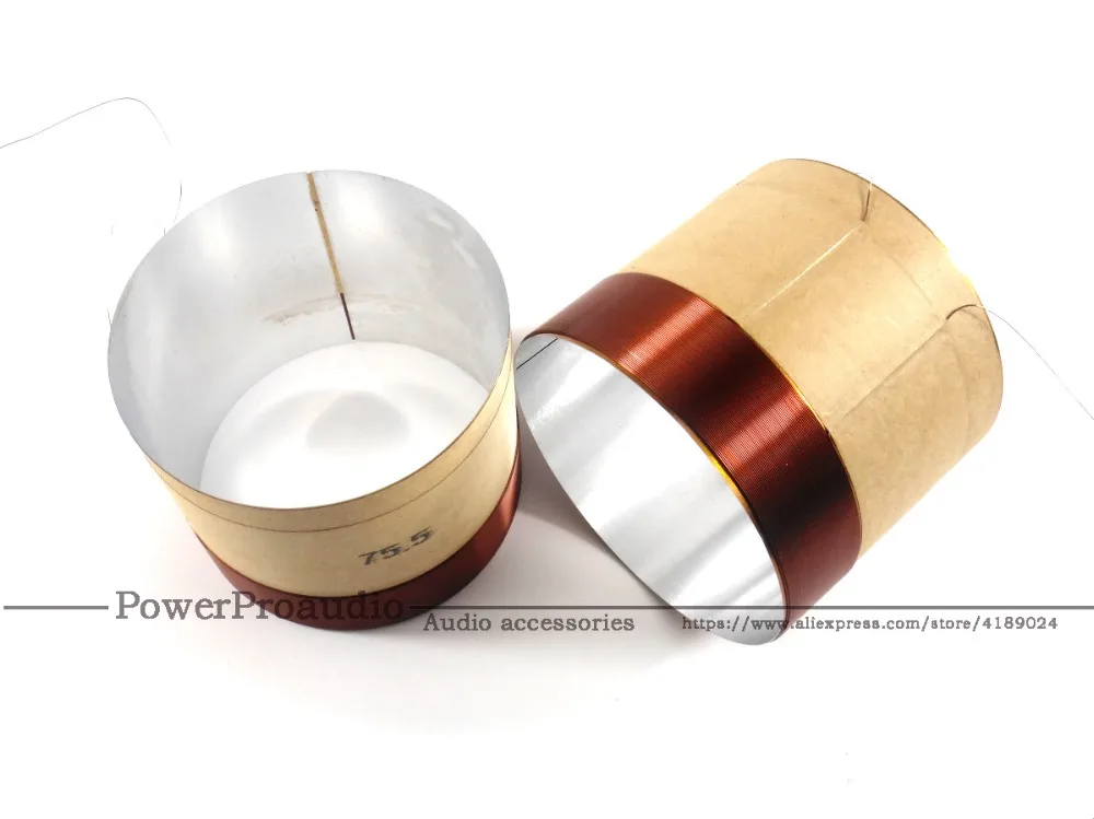 2PCS 75.5 Core Bass Voice Coil Wihte Aluminum 75.5mm For 10 inch -18 inch Subwoofer Speaker 8OHM