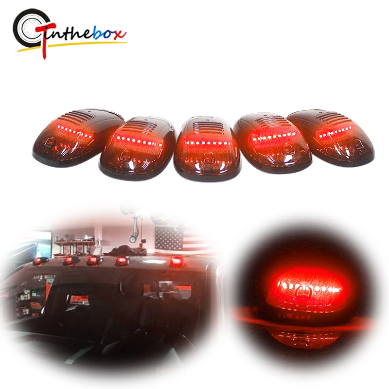 

Gtinthebox 5pcs Smoked Lens Cab Roof Clearance Marker Lamps with Full Strip LED Lights For Nissan Chevy Dodge Ford GMC Trucks