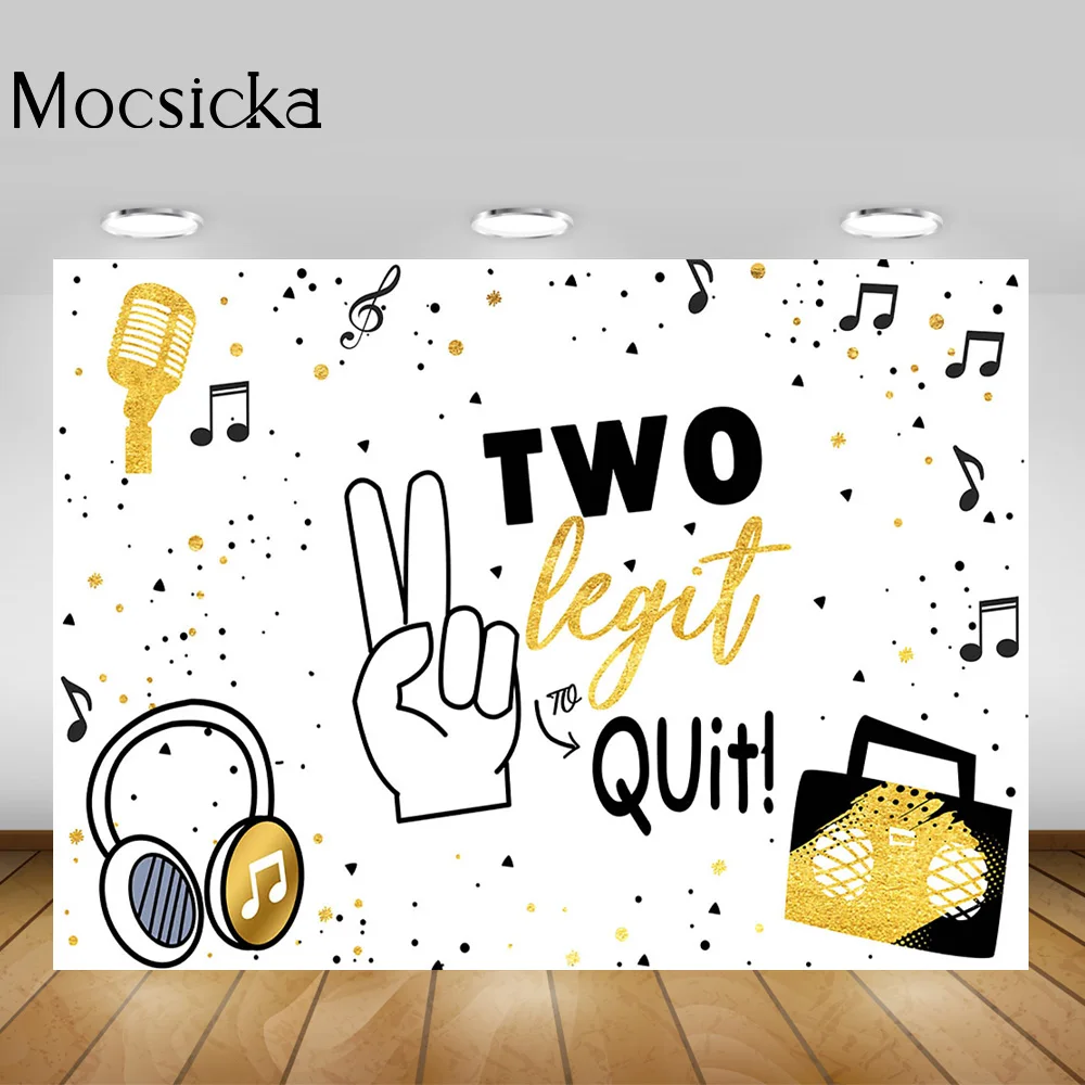 Two Legit to Quit Party Background Decoration Hip Hop Music Children 2nd Happy Birthday Backdrop Photo Shoot Photobooth