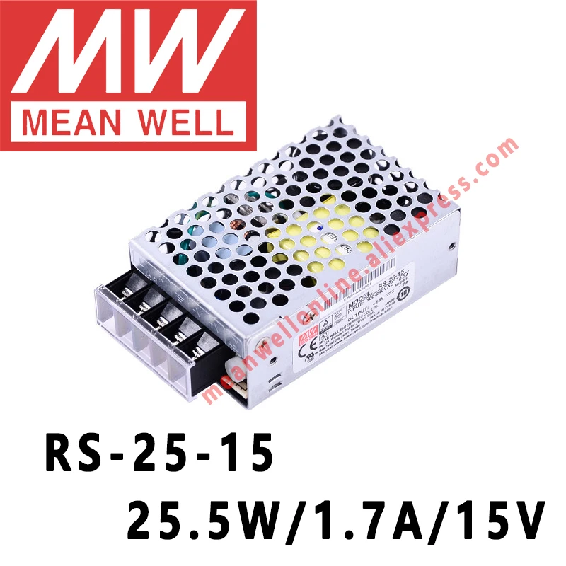 

Mean Well RS-25-15 AC/DC 25.5W/1.7A/15V Single Output Switching Power Supply meanwell online store