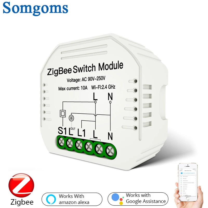 

Tuya ZigBee 3.0 Smart Light Switch Module Wireless Remote Control Smart Life/Tuya 2MQTT Setup Work with Alexa Google Home