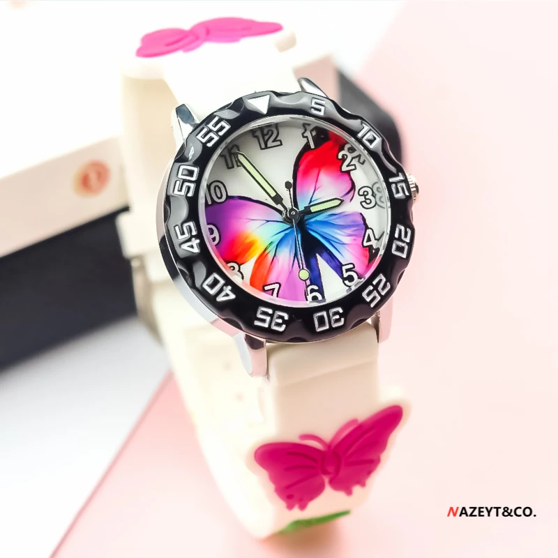 Promotionnewfashiongirlscutecartoon3DbutterflydialquartzwatchchildrenboyssoftsiliconestrapsportswristwatchInfanoj rigardas